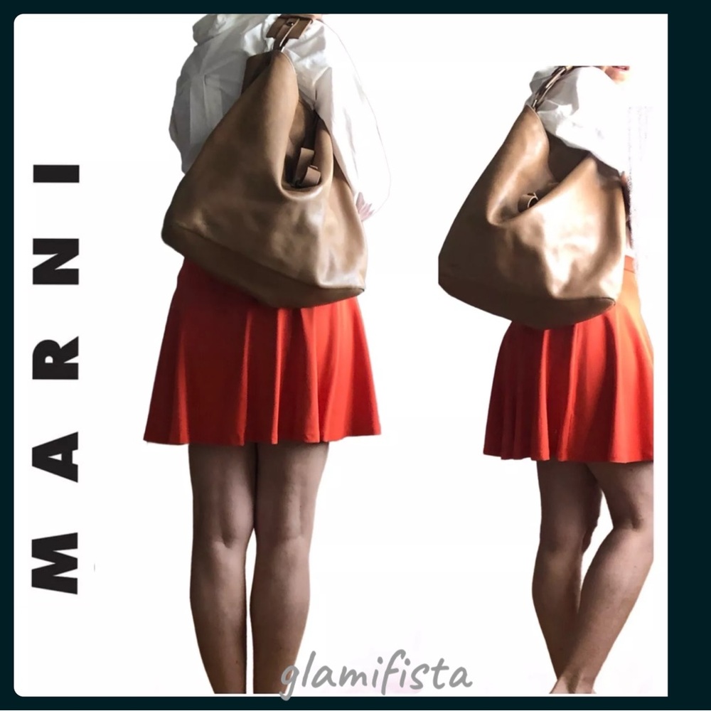 Vintage Marni Leather Butter Brown Roomy Shoulder bag made in Italy - Picture 1 of 11